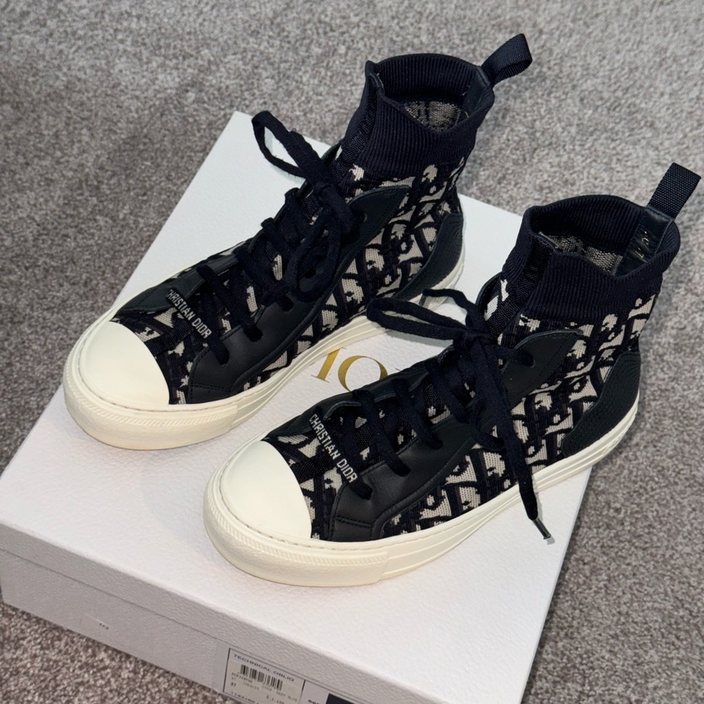 Dior Women's Black and White High-Top Sneakers